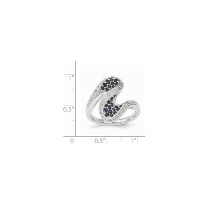 14K Weißgold Saphir und Echt Diamant Wirbel Ring