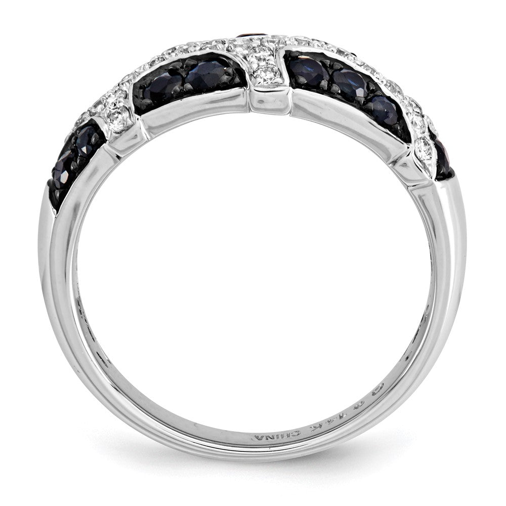 14K Weißgold Echt Diamant und Saphir Ring