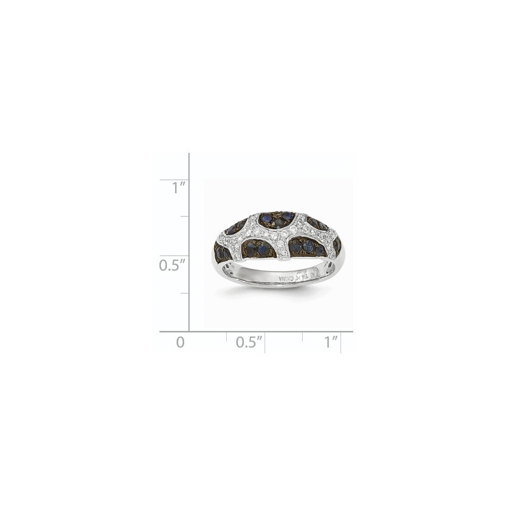 14K Weißgold Echt Diamant und Saphir Ring