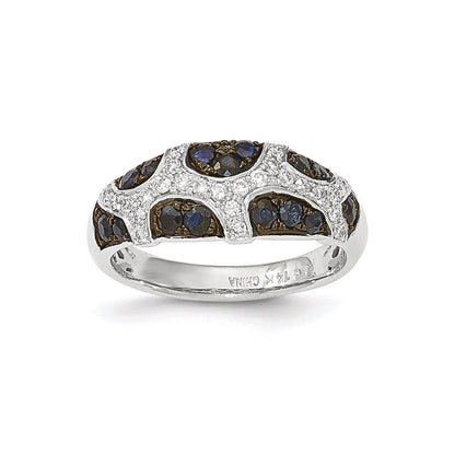 14K Weißgold Echt Diamant und Saphir Ring