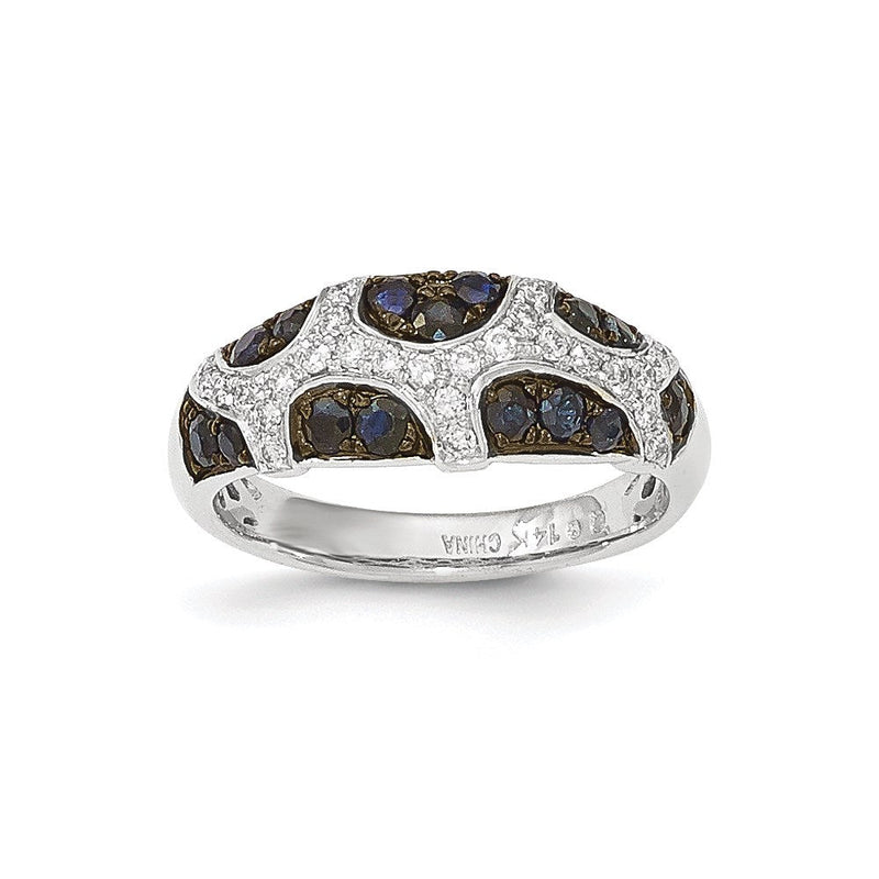 14K Weißgold Echt Diamant und Saphir Ring
