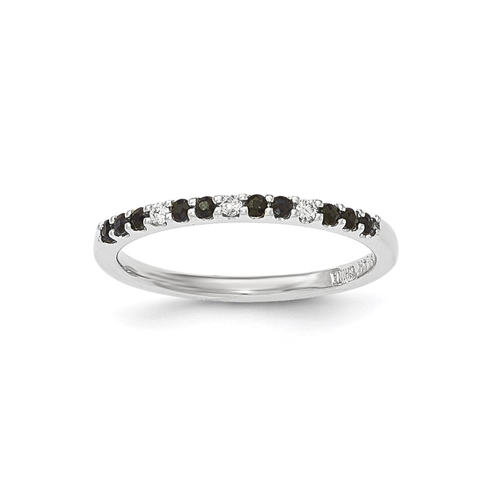 14K Weißgold Echt Diamant und Saphir Ring