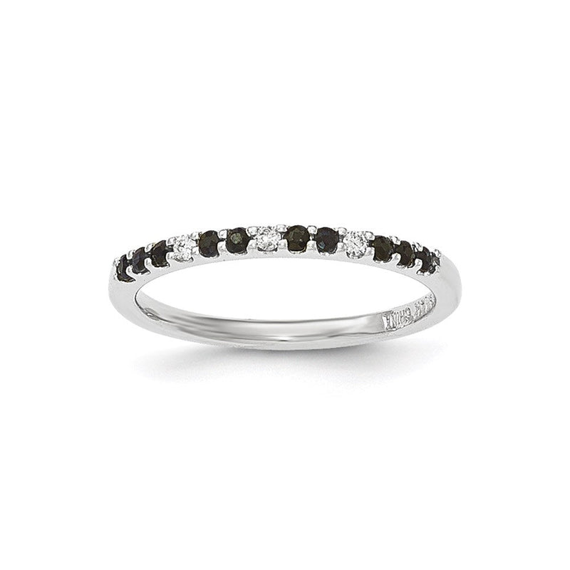 14K Weißgold Echt Diamant und Saphir Ring