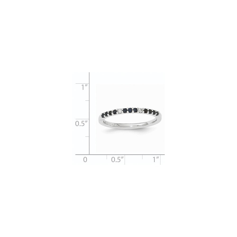 14K Weißgold Echt Diamant & Saphir Ring