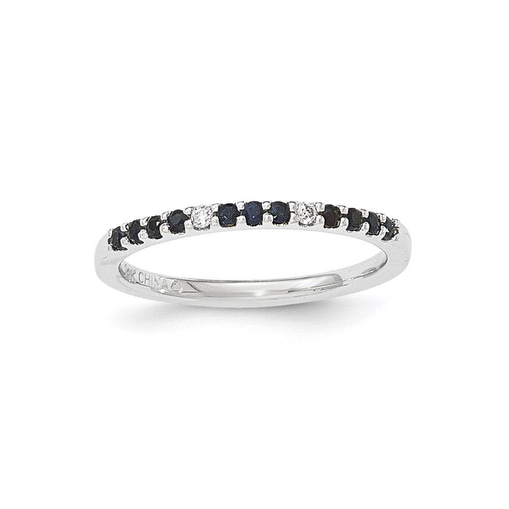 14K Weißgold Echt Diamant & Saphir Ring