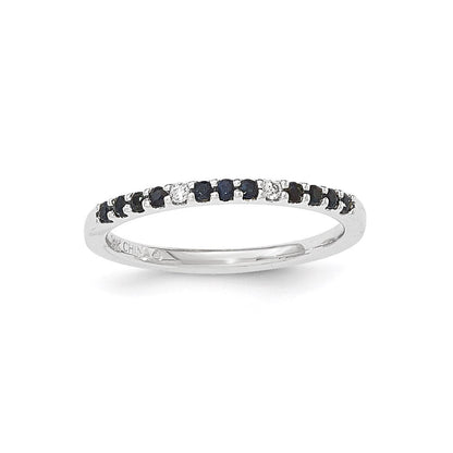 14K Weißgold Echt Diamant & Saphir Ring