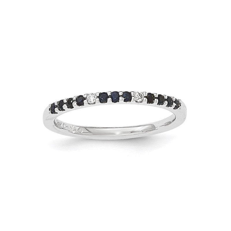 14K Weißgold Echt Diamant & Saphir Ring