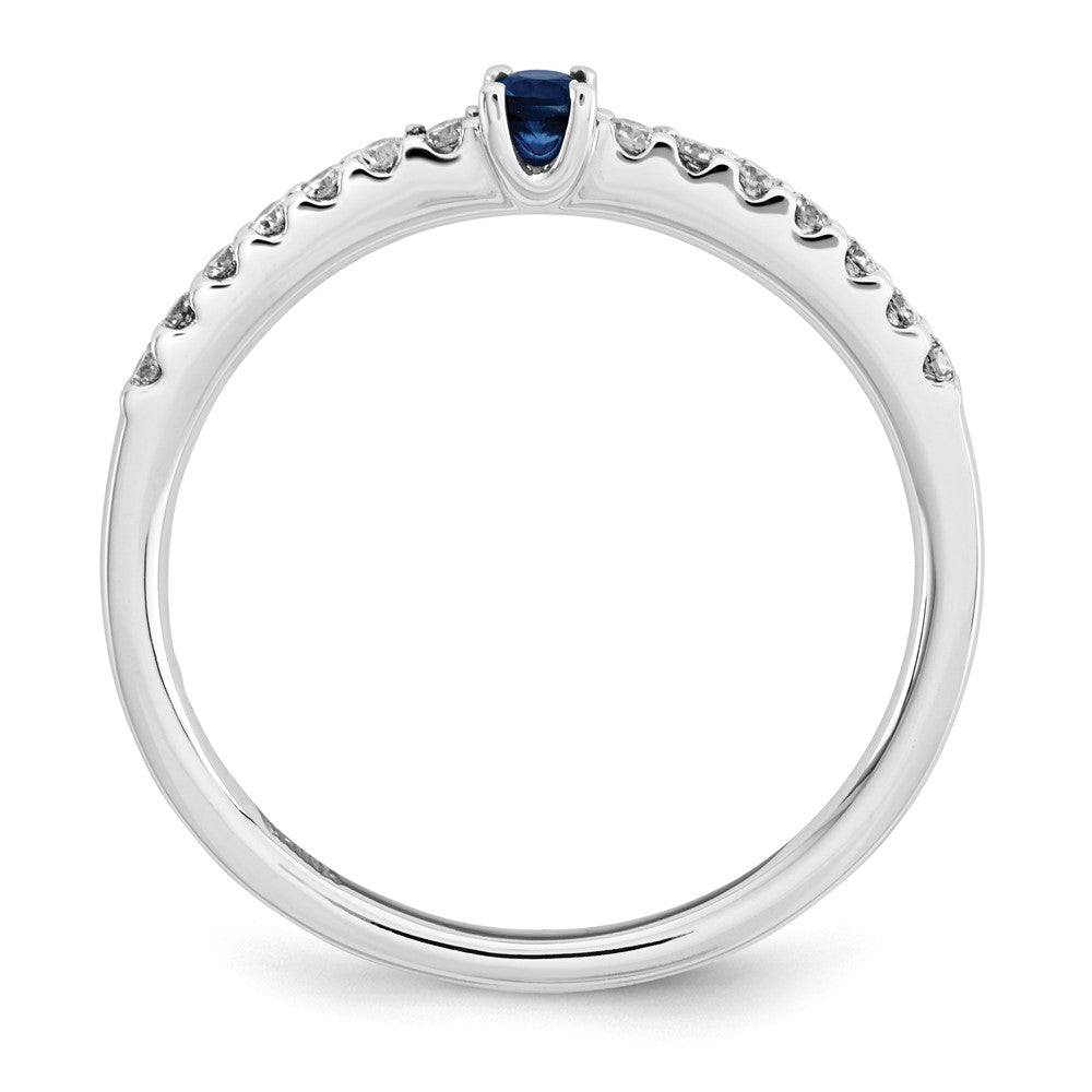 14K Weißgold Echt Diamant und Saphir Solitär Ring