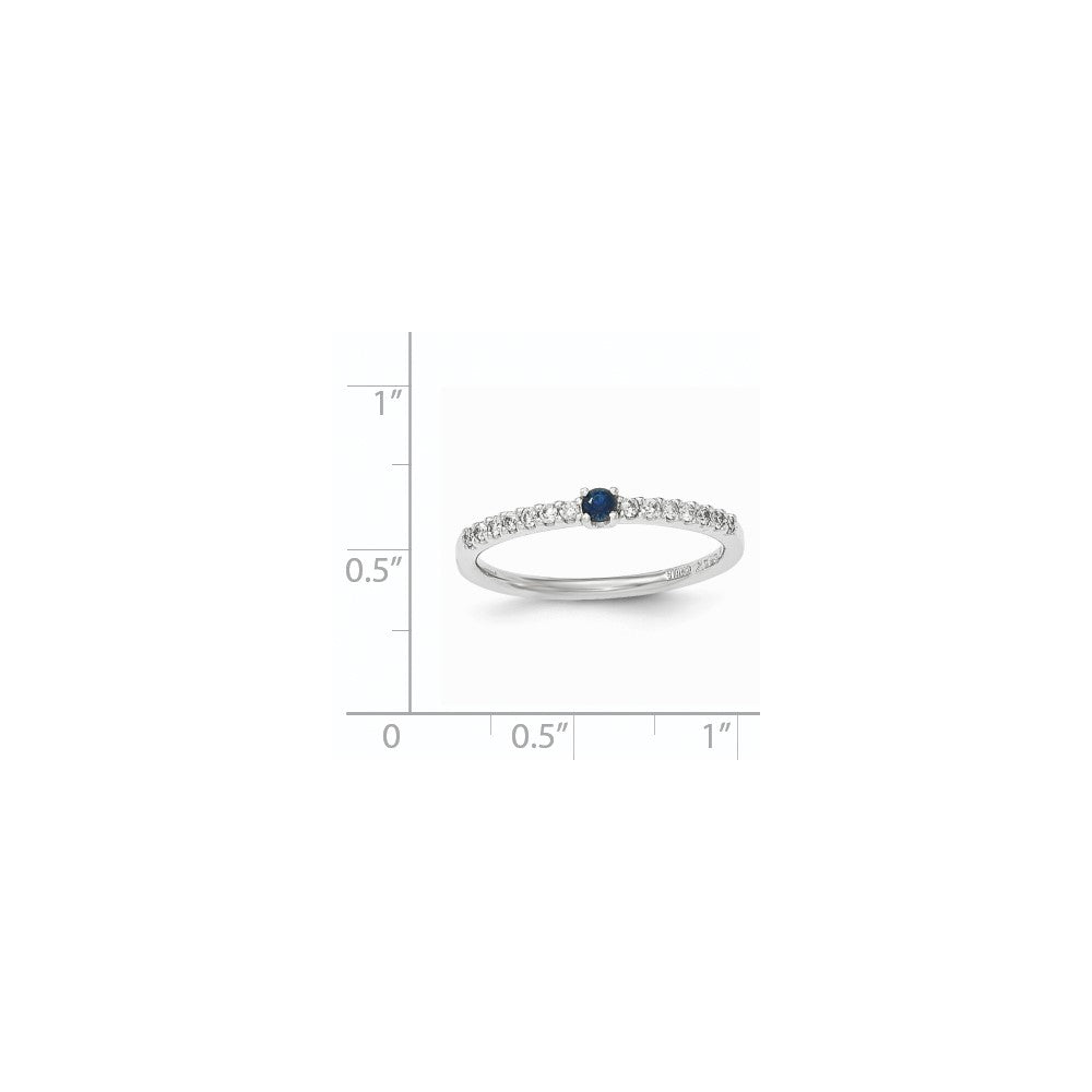 14K Weißgold Echt Diamant und Saphir Solitär Ring