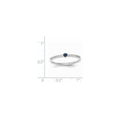 14K Weißgold Echt Diamant und Saphir Solitär Ring