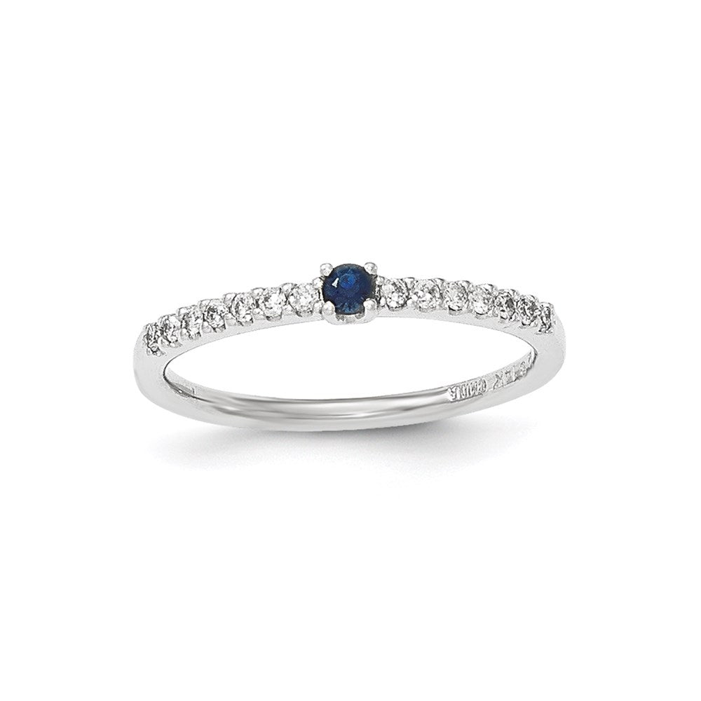 14K Weißgold Echt Diamant und Saphir Solitär Ring