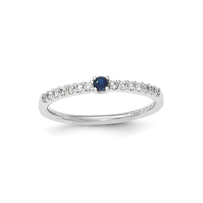 14K Weißgold Echt Diamant und Saphir Solitär Ring