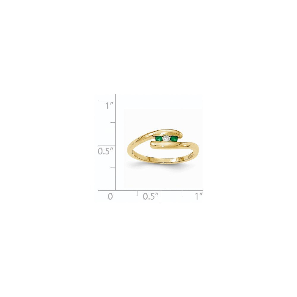14K Gelbgold Smaragd und Echt Diamant Ring
