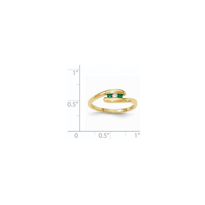 14K Gelbgold Smaragd und Echt Diamant Ring