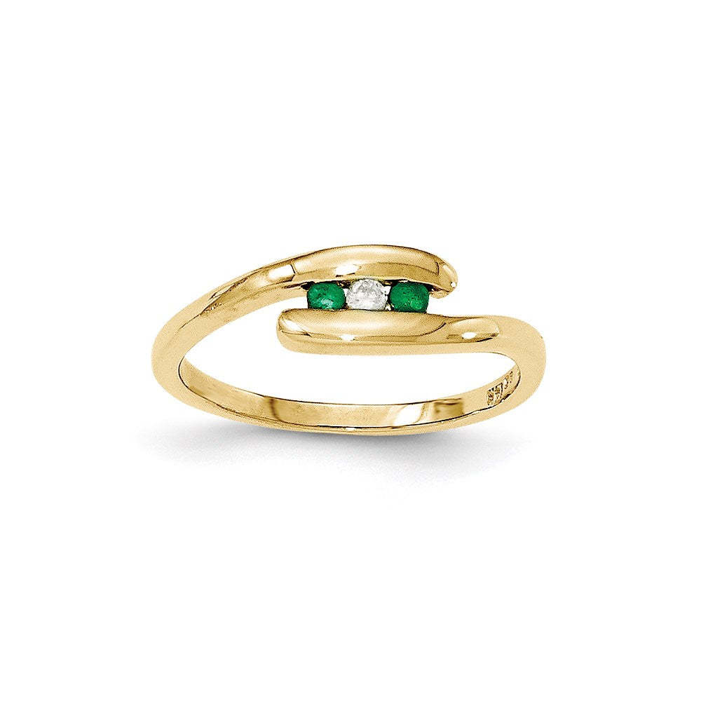 14K Gelbgold Smaragd und Echt Diamant Ring