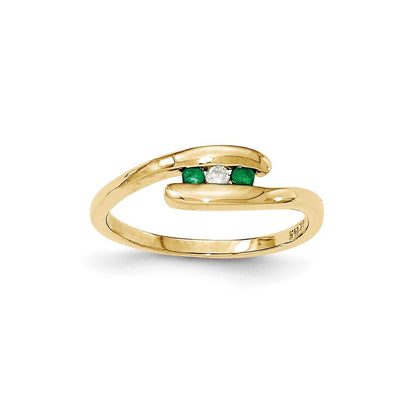 14K Gelbgold Smaragd und Echt Diamant Ring