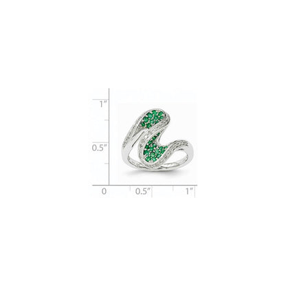 14K Weißgold Smaragd und Echt Diamant Wirbel Ring