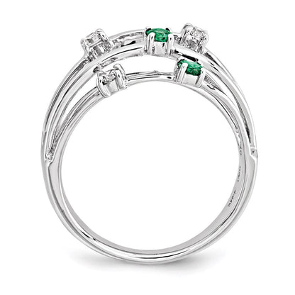 14K Weißgold Smaragd Echt Diamant Ring