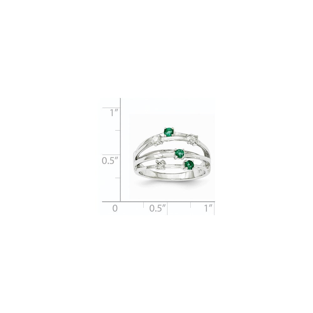 14K Weißgold Smaragd Echt Diamant Ring