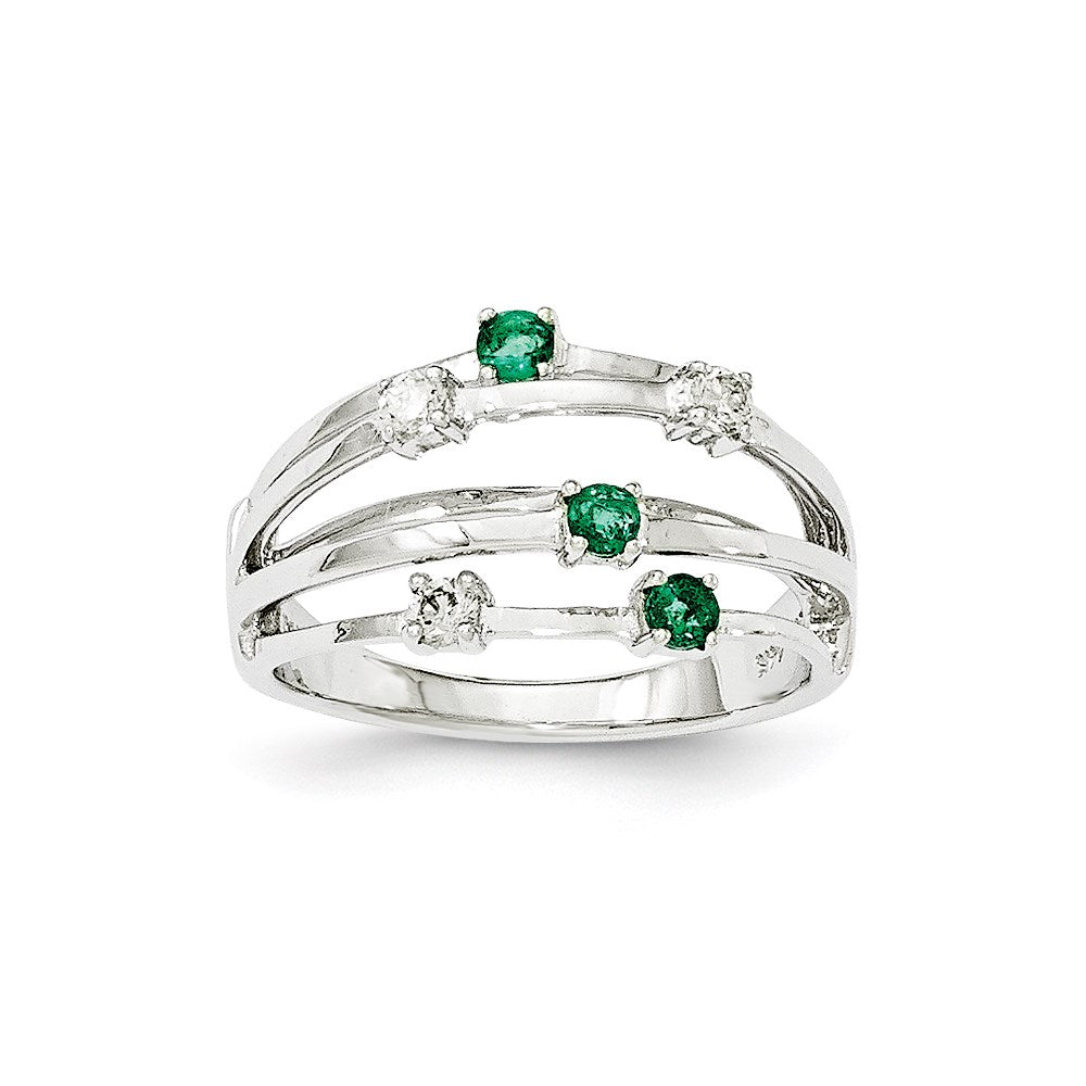 14K Weißgold Smaragd Echt Diamant Ring