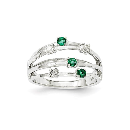 14K Weißgold Smaragd Echt Diamant Ring