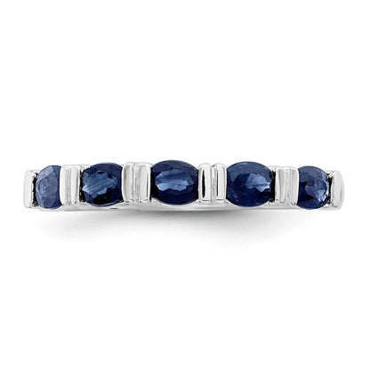 14K Weißgold Ring mit Saphir, fünf Steine