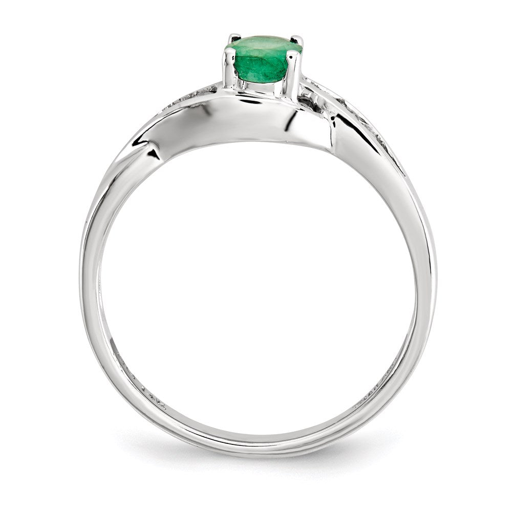 14K Weißgold Smaragd Echt Diamant Ring