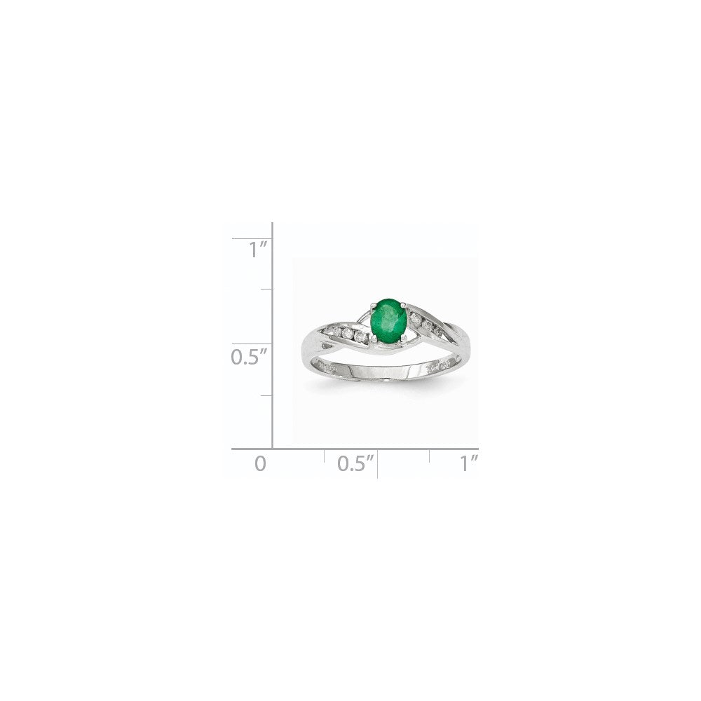 14K Weißgold Smaragd Echt Diamant Ring