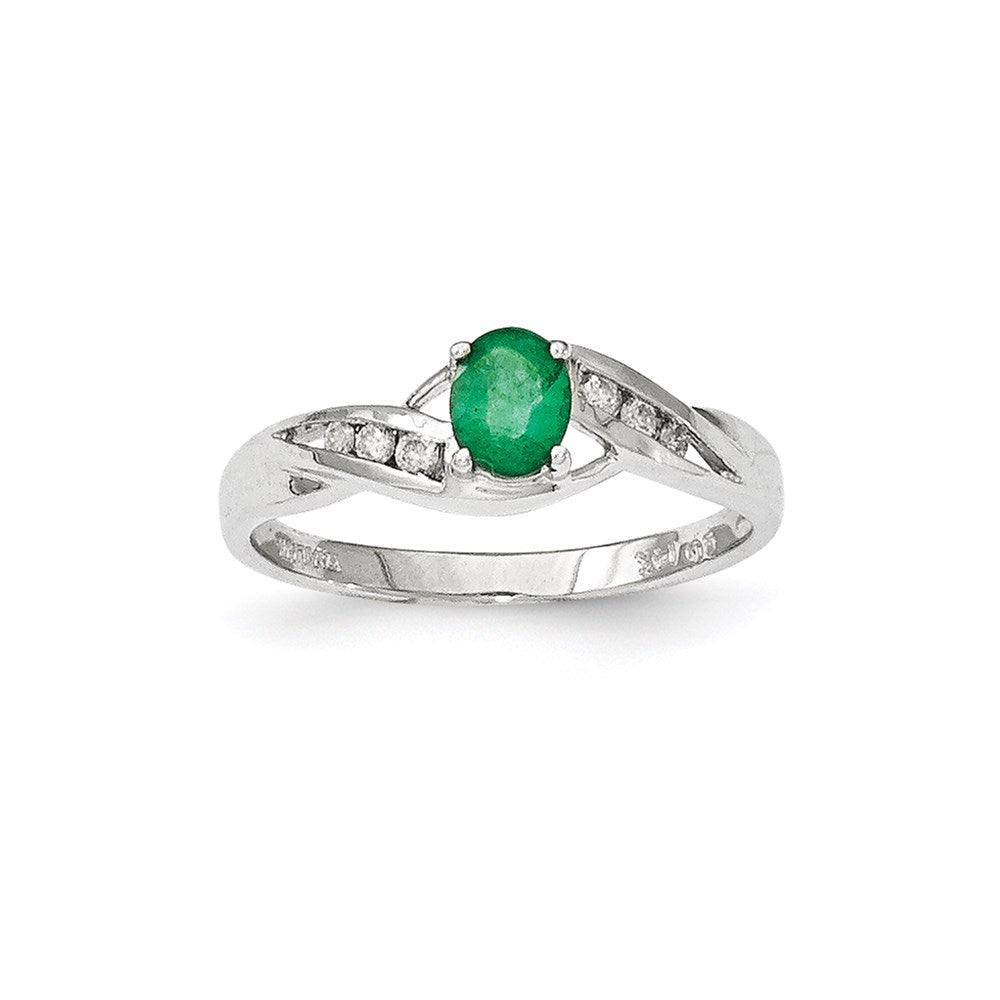14K Weißgold Smaragd Echt Diamant Ring