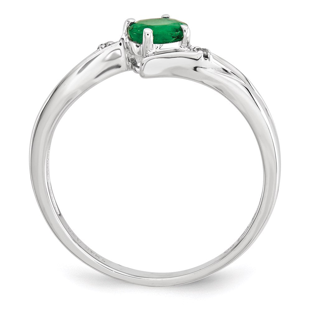 14K Gelbgold Weiß Poliert Echt Diamant Smaragd Ring