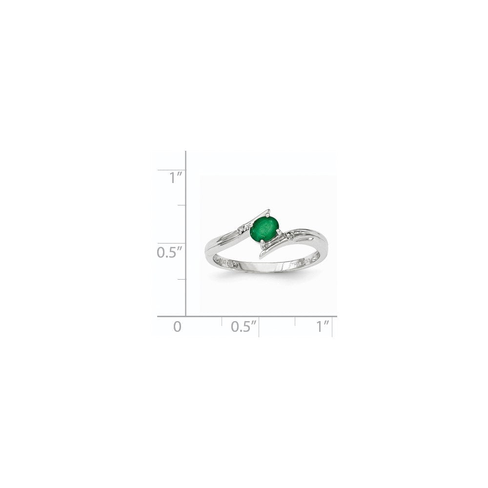 14K Gelbgold Weiß Poliert Echt Diamant Smaragd Ring
