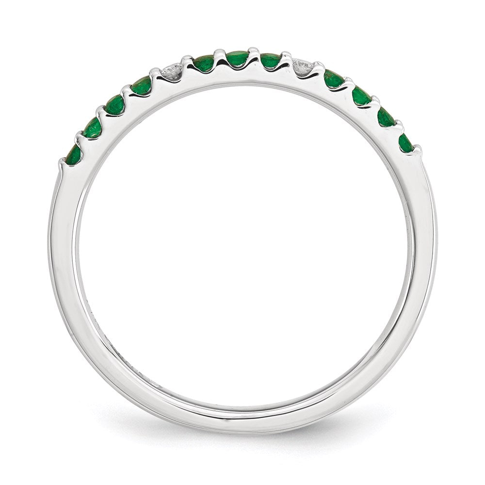 14K Weißgold Echt Diamant & Smaragd Ring