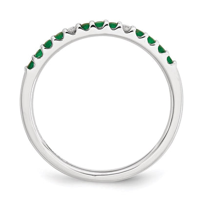 14K Weißgold Echt Diamant & Smaragd Ring
