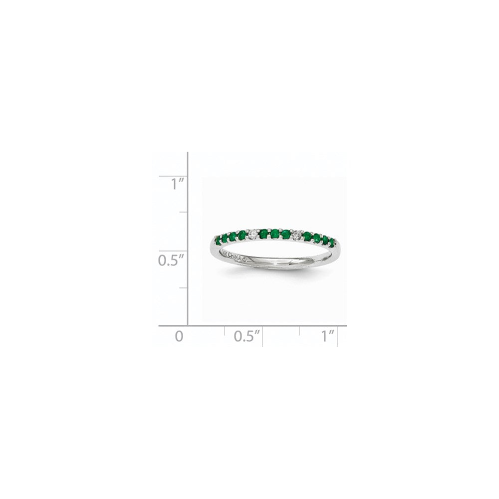 14K Weißgold Echt Diamant & Smaragd Ring