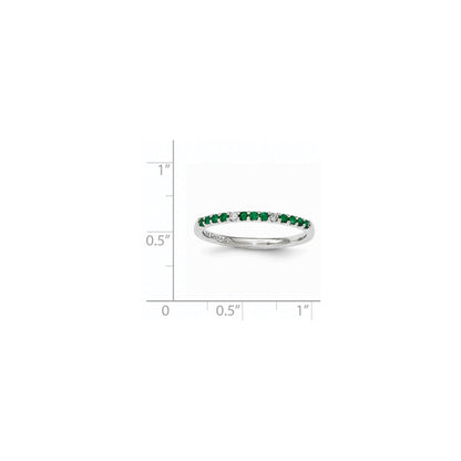 14K Weißgold Echt Diamant & Smaragd Ring