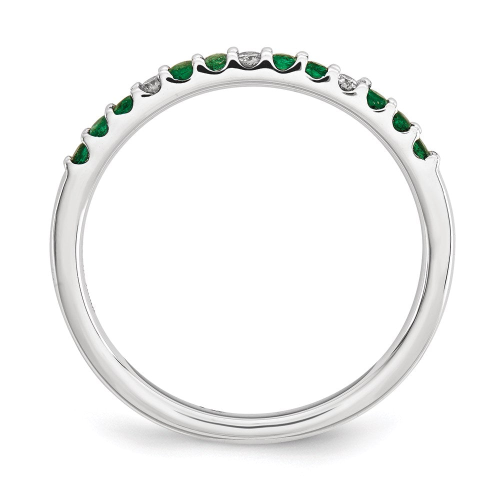 14K Weißgold Echt Diamant und Smaragd Ring