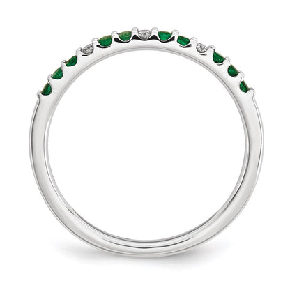 14K Weißgold Echt Diamant und Smaragd Ring