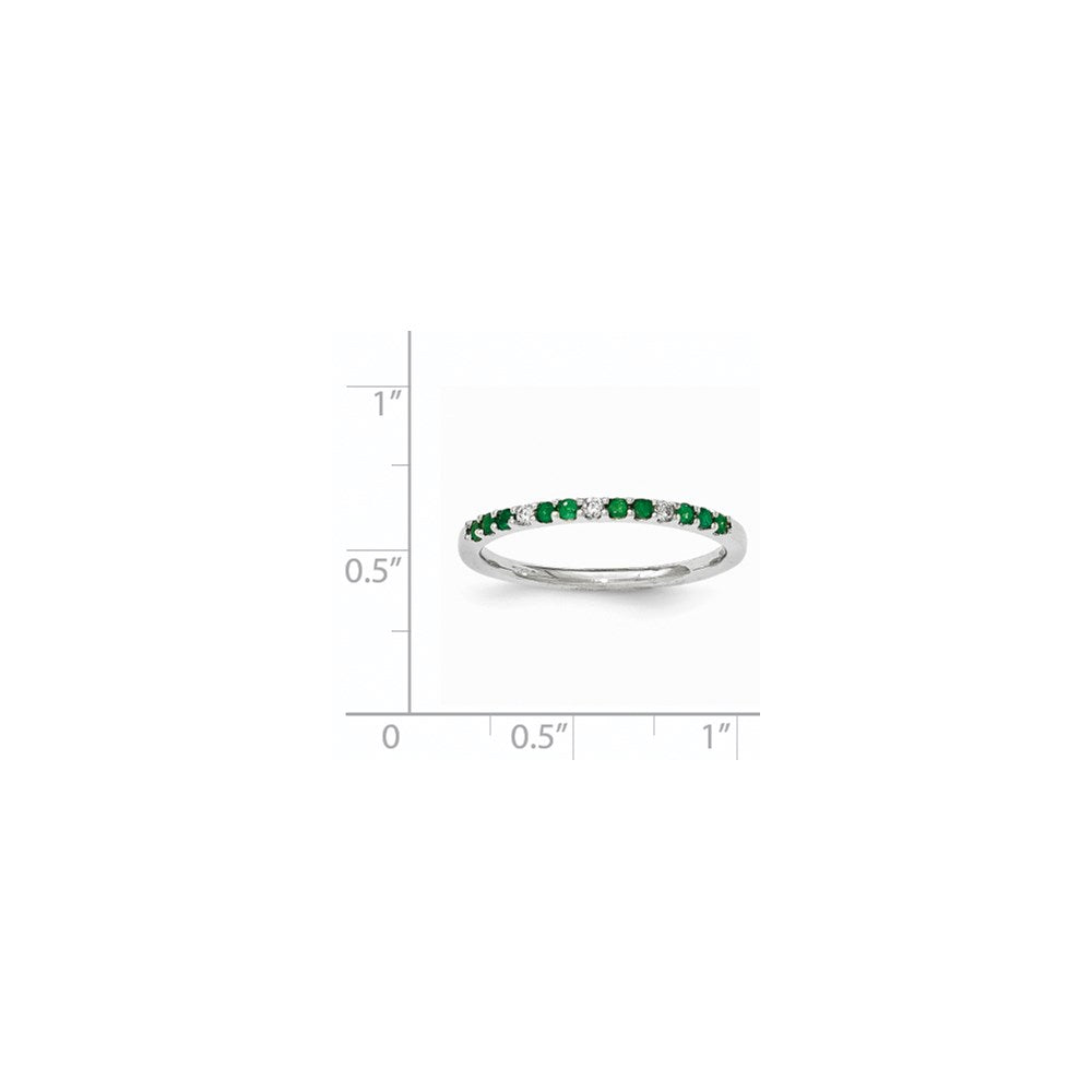 14K Weißgold Echt Diamant und Smaragd Ring
