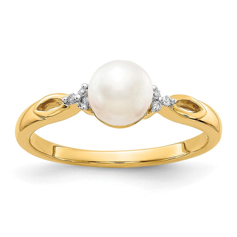 Ring aus 14K Gelbgold mit Zuchtperlen und natürlichen Diamanten