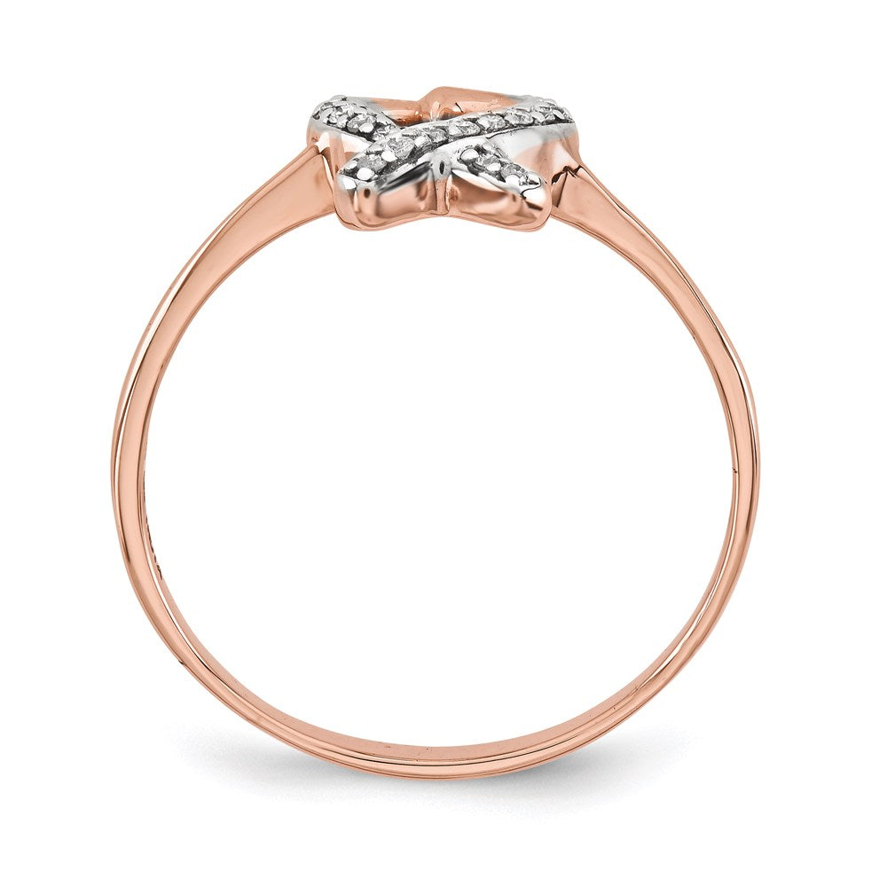 14K Roségold Diamant-Bewusstseinsschleife-Herz-Ring