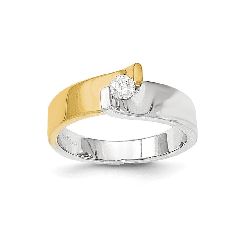 14K Gelb-/Weißgold Ring mit polierten natürlichen Diamanten