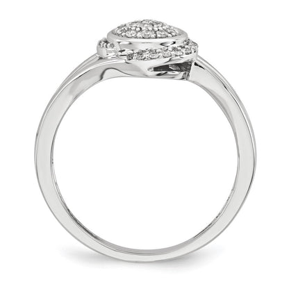 14K Weißgold Ring mit echten Diamanten im Rundschliff, Cluster-Design