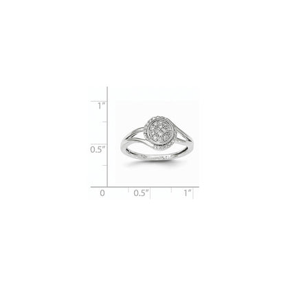 14K Weißgold Ring mit echten Diamanten im Rundschliff, Cluster-Design