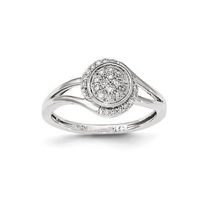 14K Weißgold Ring mit echten Diamanten im Rundschliff, Cluster-Design