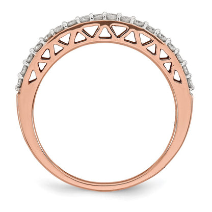 14K Roségold Ring mit poliertem echtem Diamant