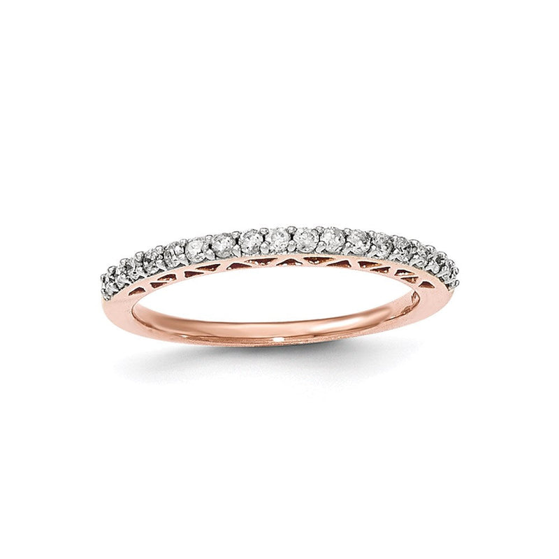 14K Roségold Ring mit poliertem echtem Diamant