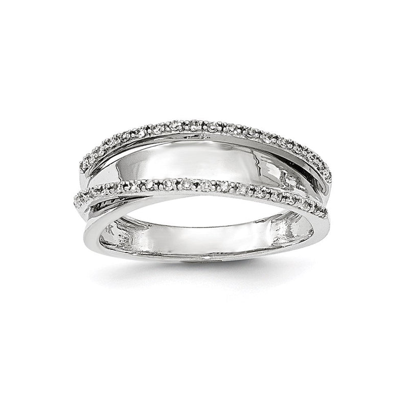 14K Weißgold Ring mit polierten echten Diamanten