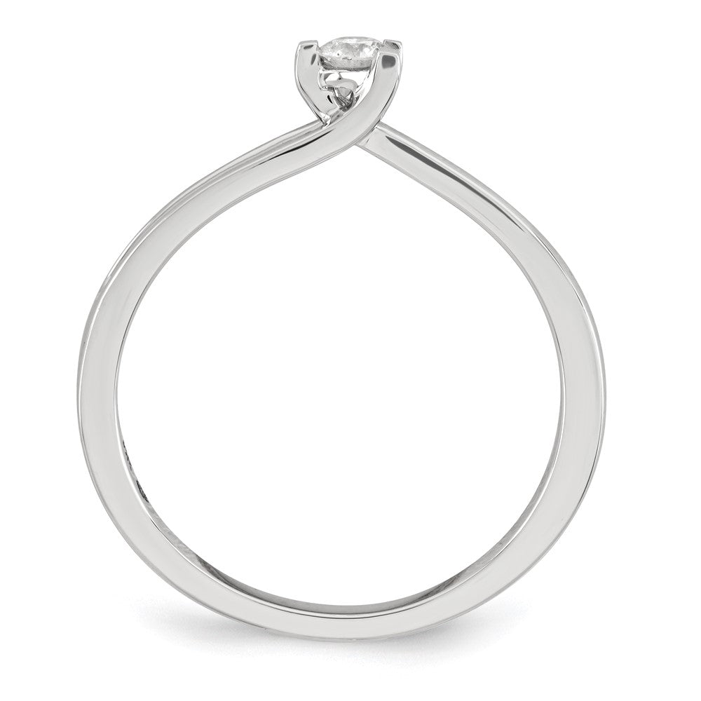 14K Weißgold Ring mit echten Diamanten, poliert