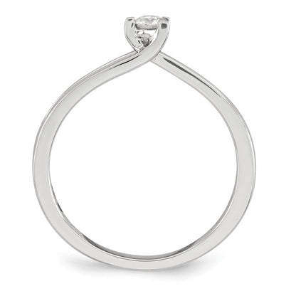 14K Weißgold Ring mit echten Diamanten, poliert