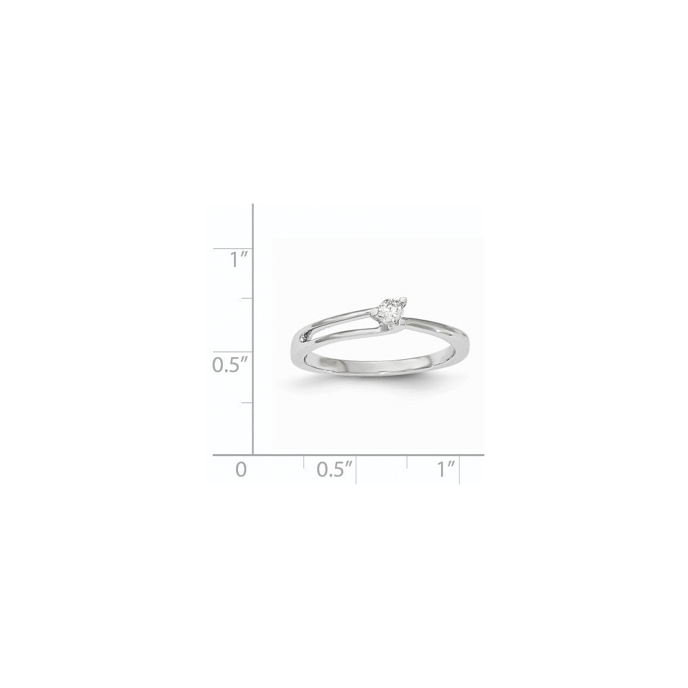 14K Weißgold Ring mit echten Diamanten, poliert